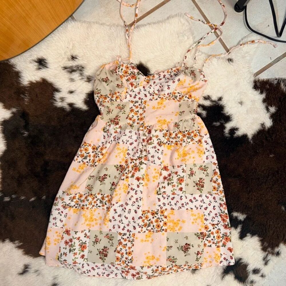 Cottagecore Just Polly Floral Patchwork Sundress Strappy Mini Sz XS